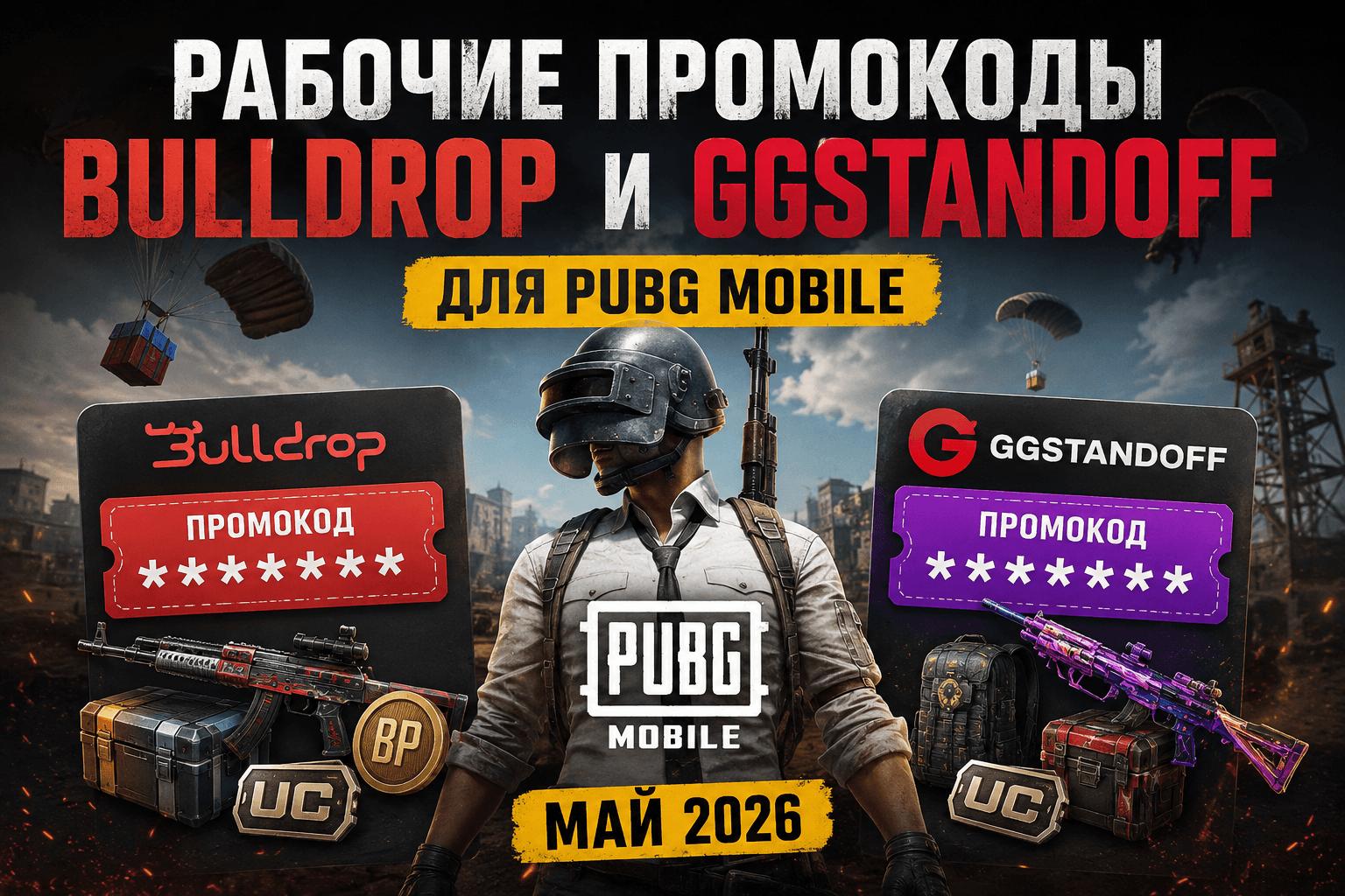 Рабочие промокоды Bulldrop и GGStandoff для PUBG Mobile — май 2026